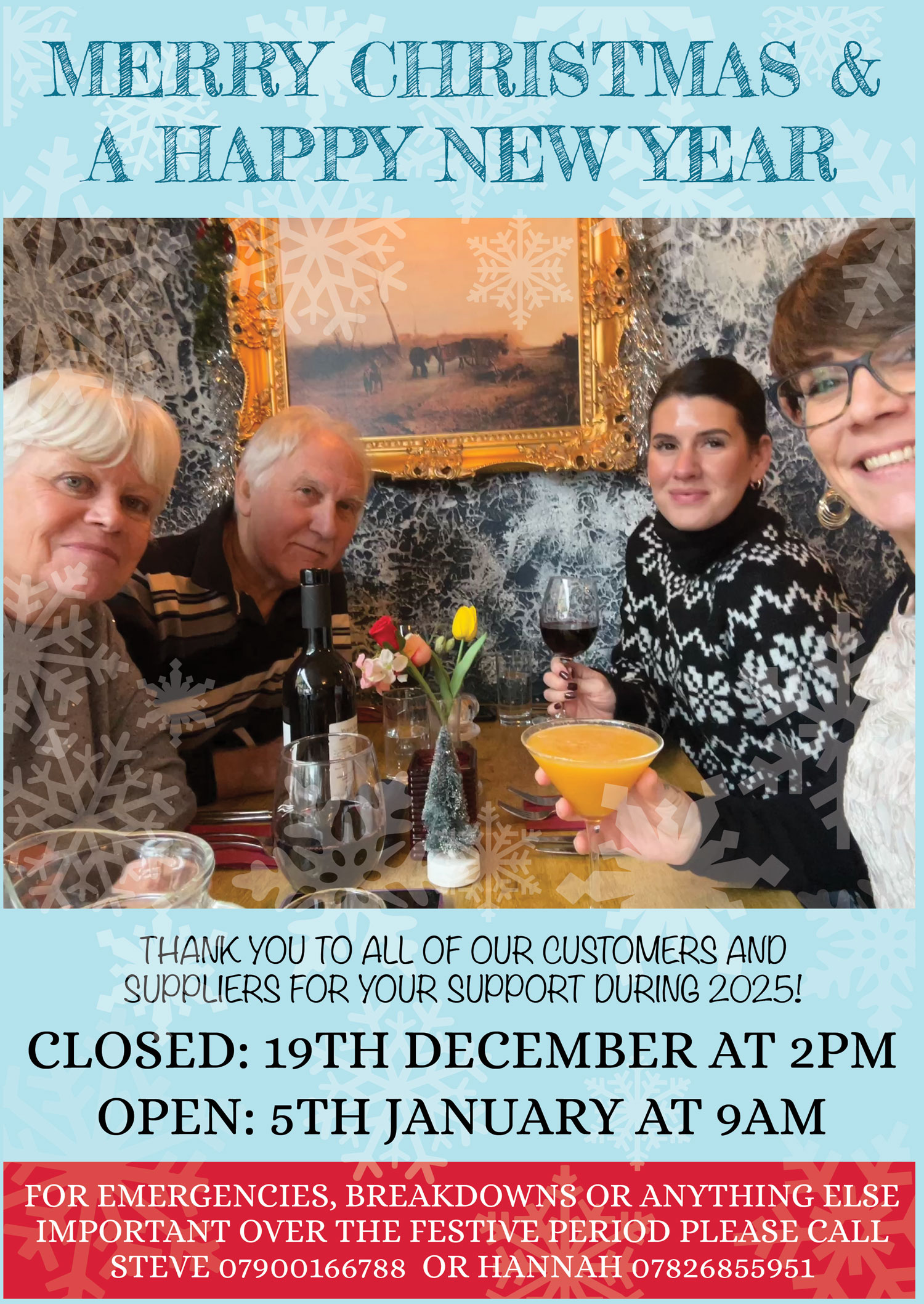 2025 christmas greeting and opening hours